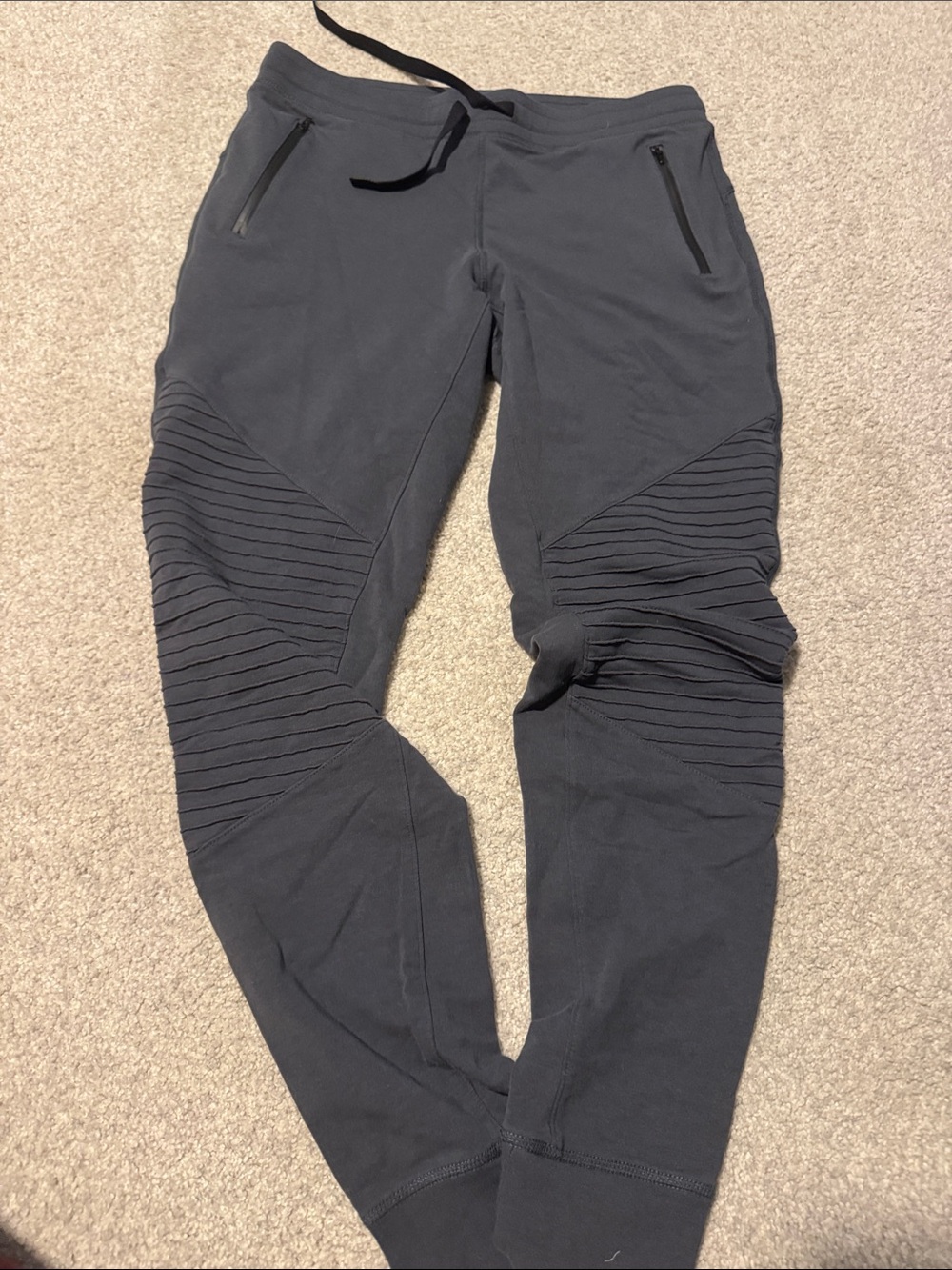ALO Yoga Black Ribbed Moto Jogger Pants